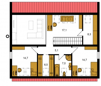 Floor plan of second floor - MERKUR 2